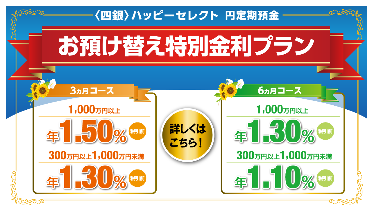 お預け替え特別金利プラン<四銀>ハッピーセレクト