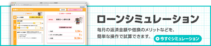 ローンシミュレーション 教育ローン 夢叶え隊